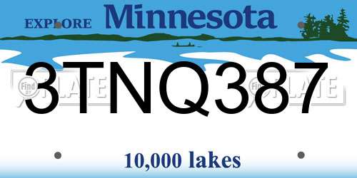 3TNQ387 Minnesota License Plate