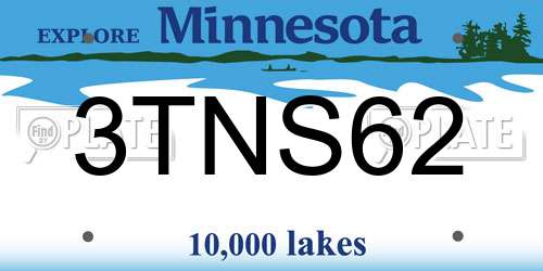 3TNS62 Minnesota License Plate