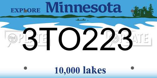 3TO223 Minnesota License Plate
