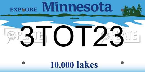3TOT23 Minnesota License Plate