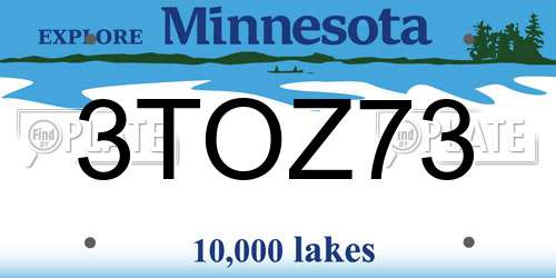 3TOZ73 Minnesota License Plate