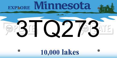 3TQ273 Minnesota License Plate
