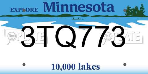 3TQ773 Minnesota License Plate