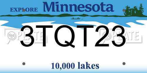 3TQT23 Minnesota License Plate