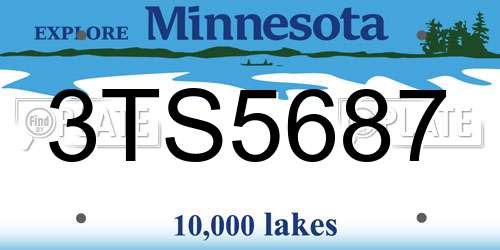 3TS5687 Minnesota License Plate
