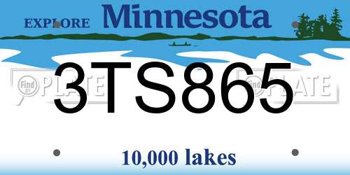 3TS865 Minnesota License Plate