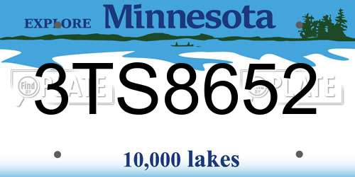 3TS8652 Minnesota License Plate