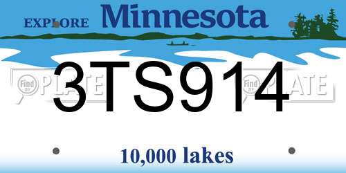 3TS914 Minnesota License Plate