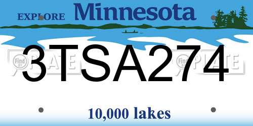 3TSA274 Minnesota License Plate