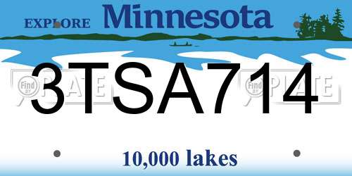 3TSA714 Minnesota License Plate