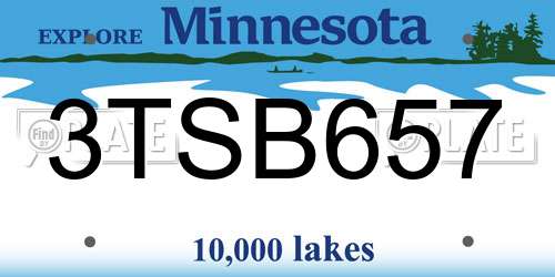 3TSB657 Minnesota License Plate