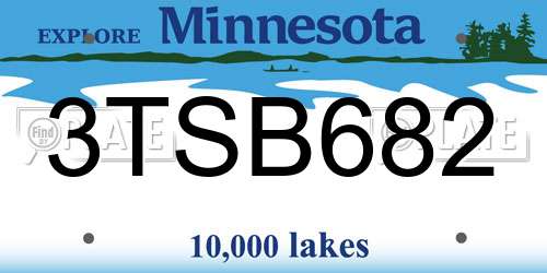 3TSB682 Minnesota License Plate