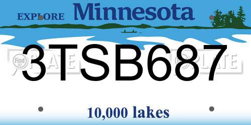 3TSB687 Minnesota License Plate