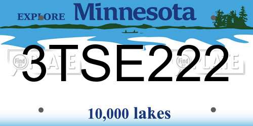 3TSE222 Minnesota License Plate