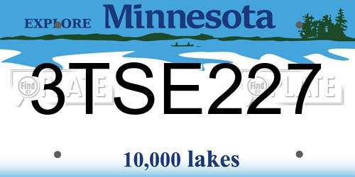 3TSE227 Minnesota License Plate