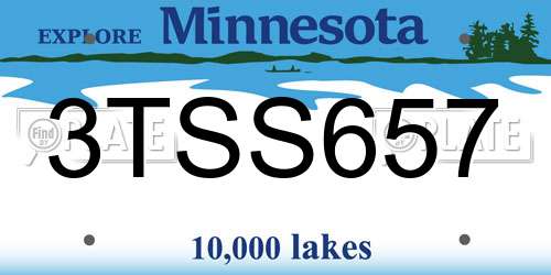 3TSS657 Minnesota License Plate