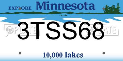 3TSS68 Minnesota License Plate