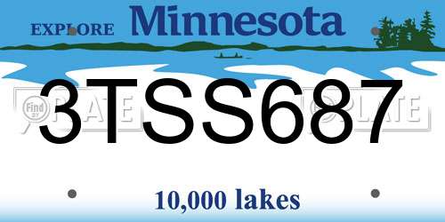 3TSS687 Minnesota License Plate