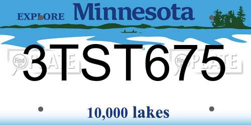 3TST675 Minnesota License Plate