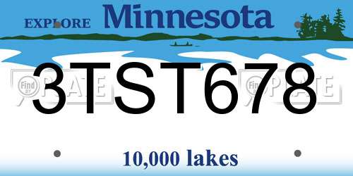 3TST678 Minnesota License Plate