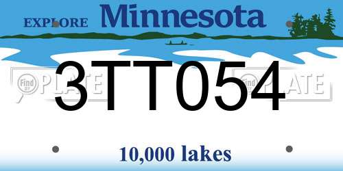 3TT054 Minnesota License Plate