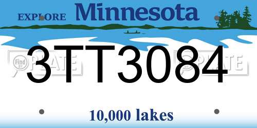 3TT3084 Minnesota License Plate