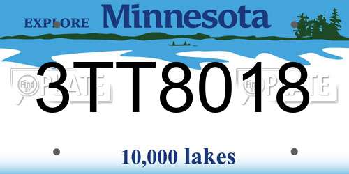 3TT8018 Minnesota License Plate