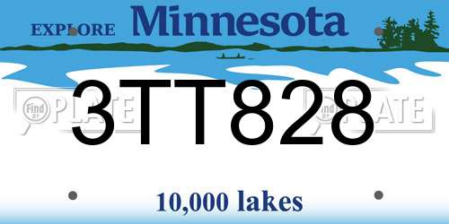 3TT828 Minnesota License Plate