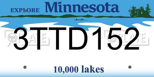 3TTD152 Minnesota License Plate