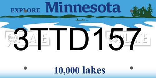 3TTD157 Minnesota License Plate