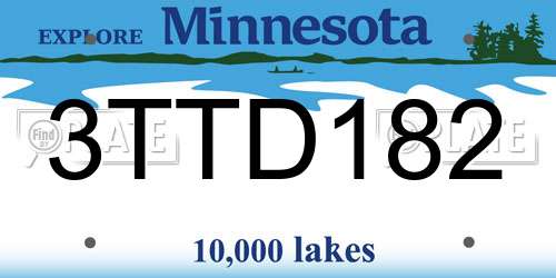 3TTD182 Minnesota License Plate