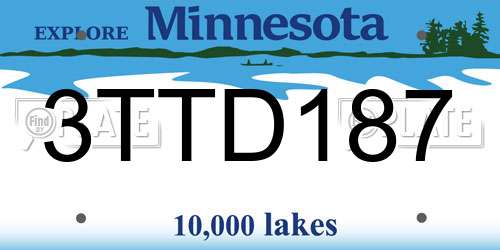 3TTD187 Minnesota License Plate