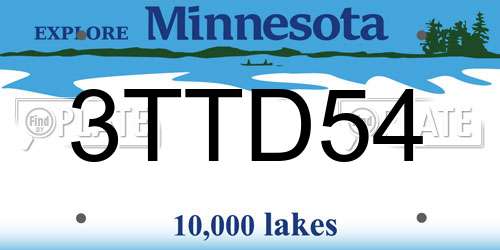 3TTD54 Minnesota License Plate