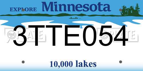 3TTE054 Minnesota License Plate