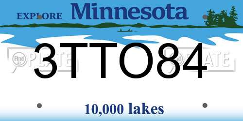 3TTO84 Minnesota License Plate
