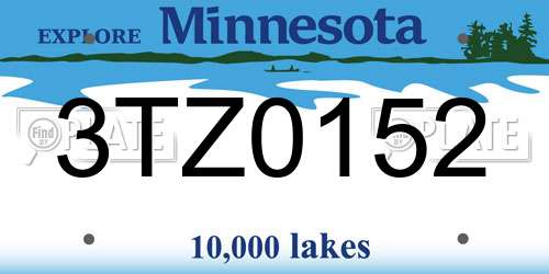 3TZ0152 Minnesota License Plate