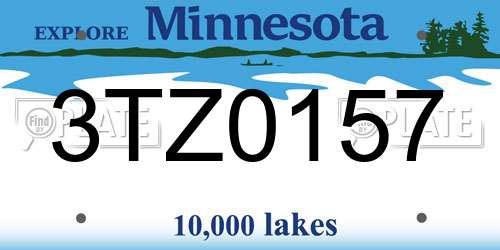 3TZ0157 Minnesota License Plate