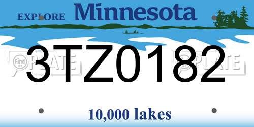 3TZ0182 Minnesota License Plate