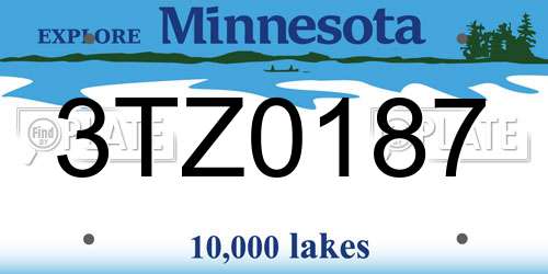 3TZ0187 Minnesota License Plate