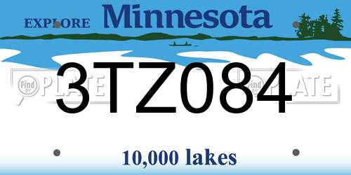 3TZ084 Minnesota License Plate