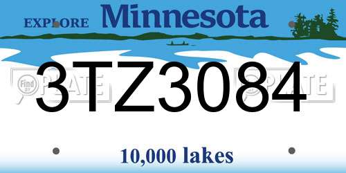 3TZ3084 Minnesota License Plate