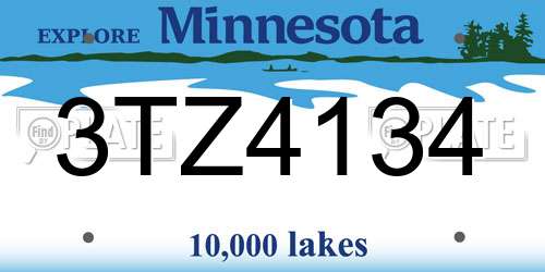 3TZ4134 Minnesota License Plate