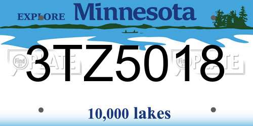 3TZ5018 Minnesota License Plate