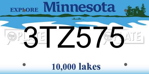 3TZ575 Minnesota License Plate