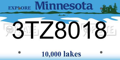 3TZ8018 Minnesota License Plate