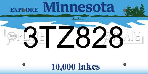 3TZ828 Minnesota License Plate