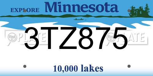 3TZ875 Minnesota License Plate