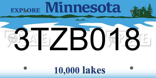 3TZB018 Minnesota License Plate