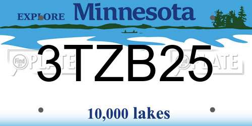 3TZB25 Minnesota License Plate
