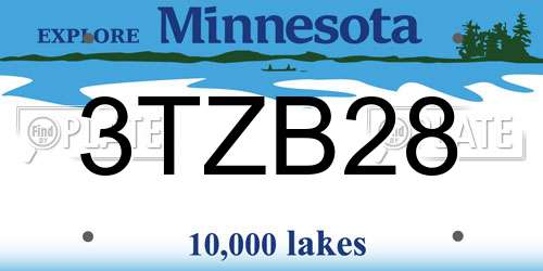 3TZB28 Minnesota License Plate